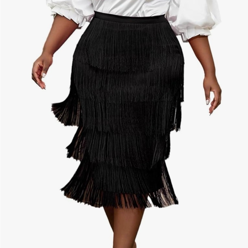 Elegant Black Fringe Skirt